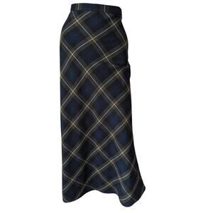 Studio C Blue Plaid Midi Skirt
